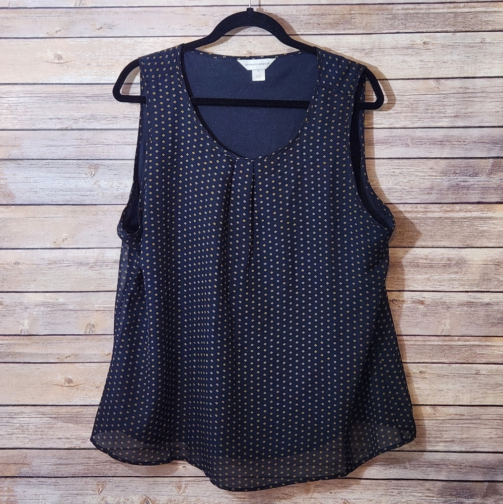 NWOT Navy with gold dots limed top